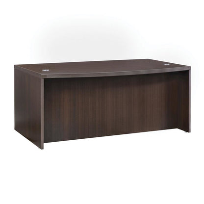 Aberdeen Series Laminate Bow Front Desk Shell, 72w x 42d x 29-1/2h, Mocha