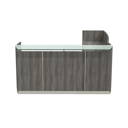 87-1/4" Reception Station with Return and (1) Box/Box/File and (1) File/File Pedestals, Gray Steel