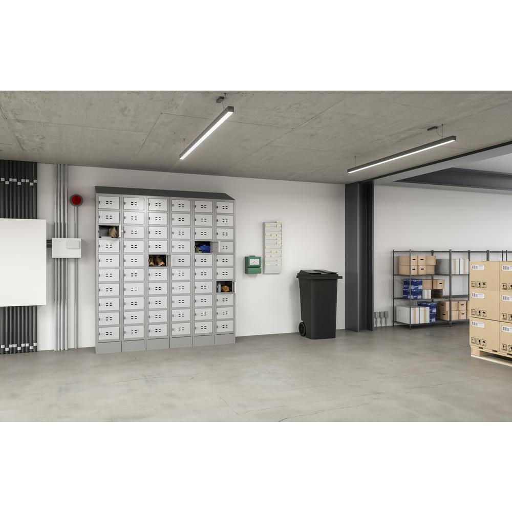 Triple Sloped Metal Locker Hood Addition 36"W x 18"D x 6"H - Gray