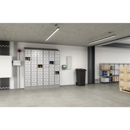 Triple Sloped Metal Locker Hood Addition 36"W x 18"D x 6"H - Gray