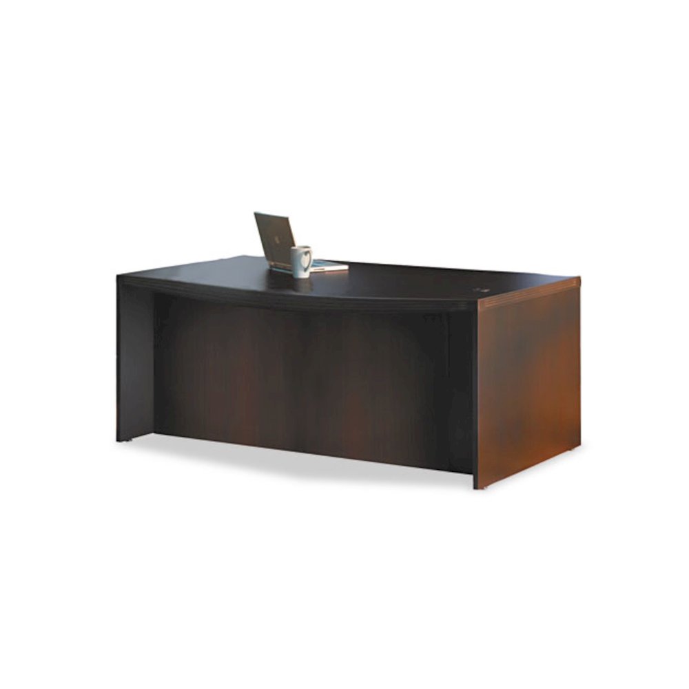 Aberdeen Series Laminate Bow Front Desk Shell, 72w x 42d x 29-1/2h, Mocha