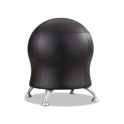 Zenergy Ball Chair, Backless, Supports Up to 250 lb, Black Vinyl Seat, Silver Base