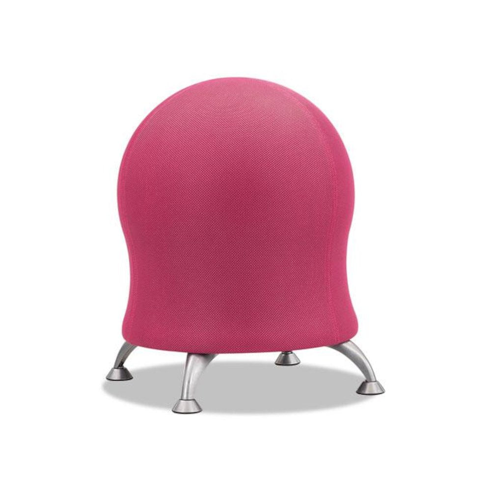Zenergy Ball Chair, Backless, Supports Up to 250 lb, Pink Fabric Seat, Silver Base