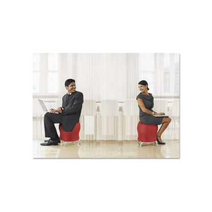Zenergy Ball Chair, Backless, Supports Up to 250 lb, Crimson Fabric Seat, Silver Base