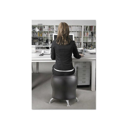 Zenergy Ball Chair, Backless, Supports Up to 250 lb, Black Vinyl Seat, Silver Base