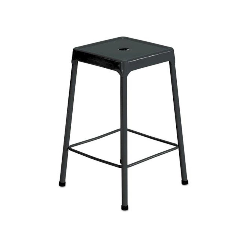 Counter-Height Steel Stool, Backless, Supports Up to 250 lb, 25" Seat Height, Black