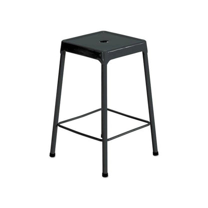 Counter-Height Steel Stool, Backless, Supports Up to 250 lb, 25" Seat Height, Black