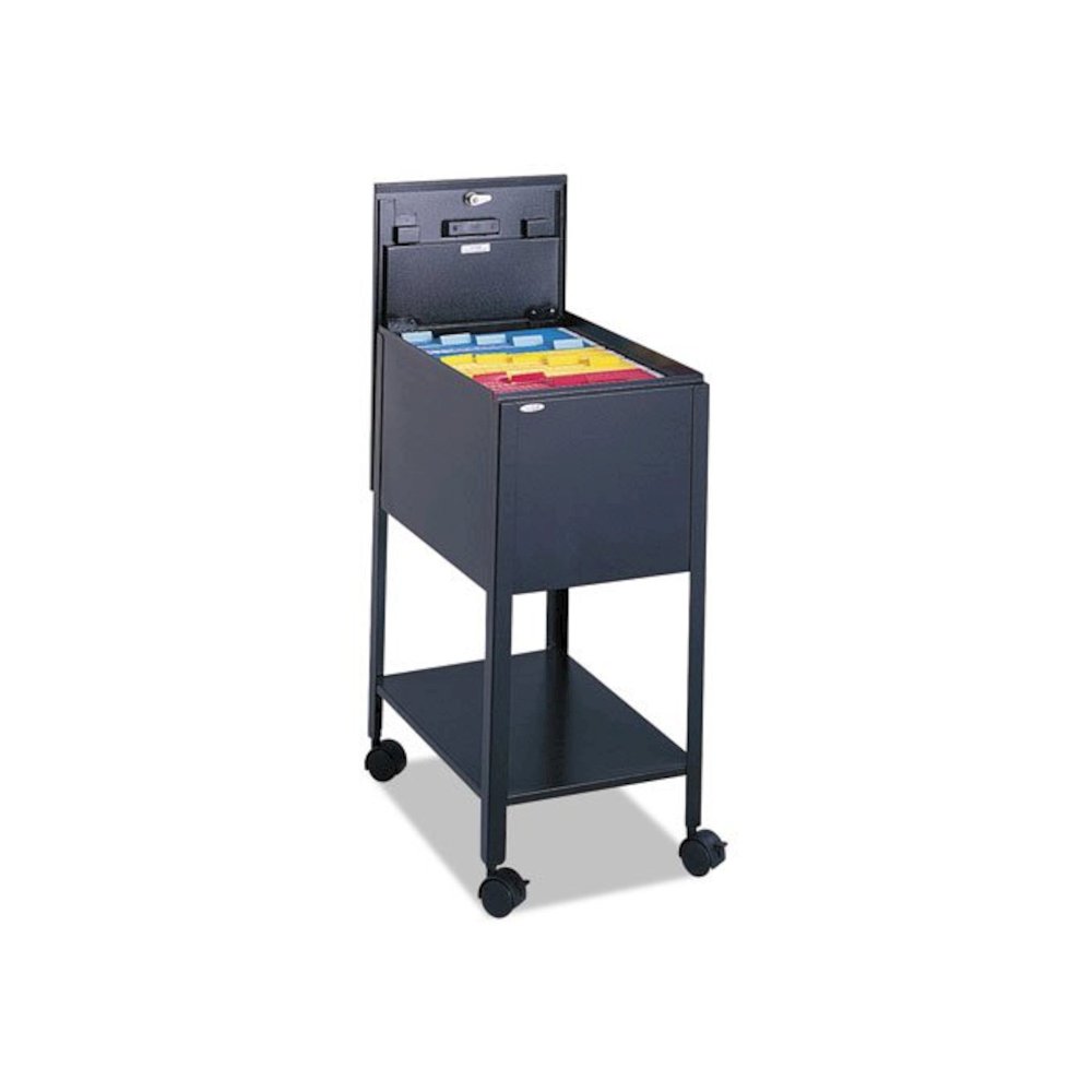 Standard Locking Mobile Tub File, Letter Size, Metal, 1 Shelf, 1 Bin, 13.5" x 19.25" x 28", Black