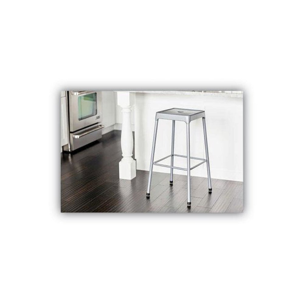 Counter-Height Steel Stool, Backless, Supports Up to 250 lb, 25" Seat Height, Silver