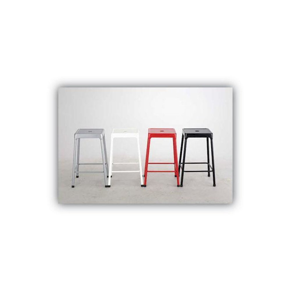 Counter-Height Steel Stool, Backless, Supports Up to 250 lb, 25" Seat Height, Silver
