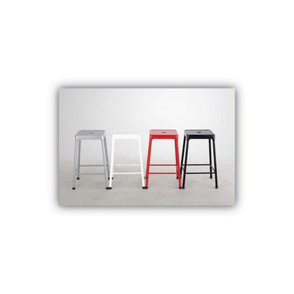 Counter-Height Steel Stool, Backless, Supports Up to 250 lb, 25" Seat Height, Silver