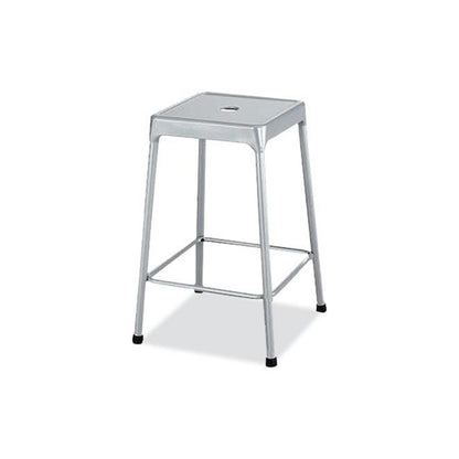 Counter-Height Steel Stool, Backless, Supports Up to 250 lb, 25" Seat Height, Silver