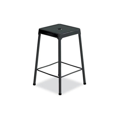 Counter-Height Steel Stool, Backless, Supports Up to 250 lb, 25" Seat Height, Black