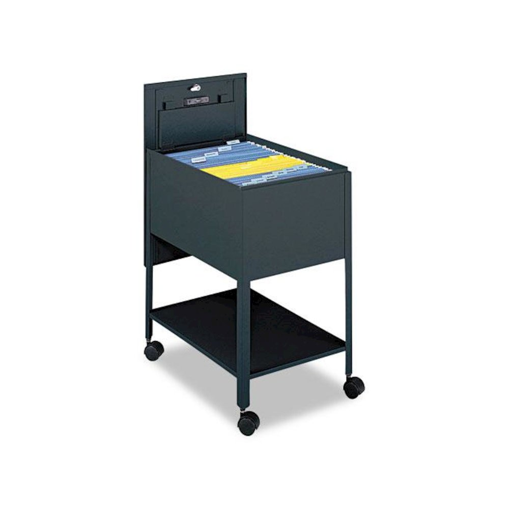 Extra-Deep Locking Mobile Tub File, Legal Size, Metal, 1 Shelf, 1 Bin, 16.5" x 24.75" x 28.25", Black