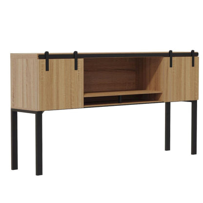 Mirella™ 72” Hutch with Sliding Wood Doors Sand Dune