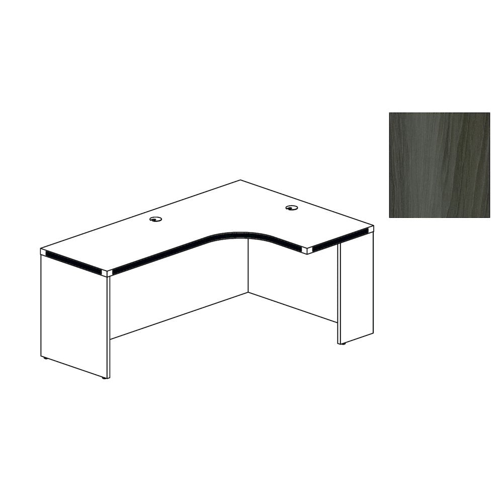 72" Right Extended Corner Table, Gray Steel