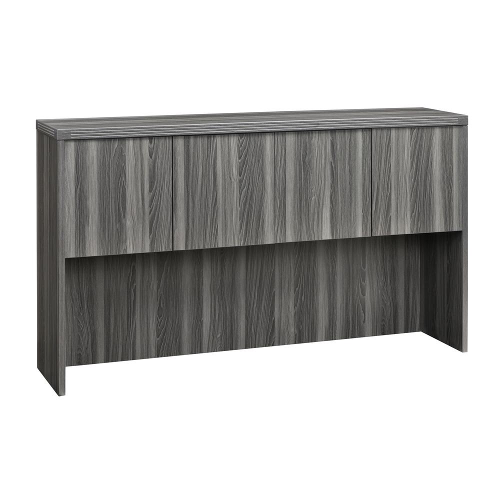 72" Hutch with Wood Doors, Gray Steel