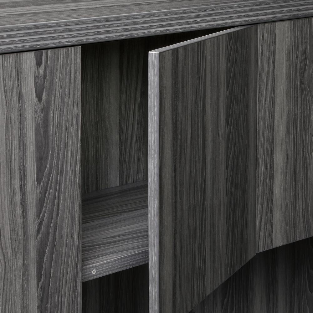 72" Hutch with Wood Doors, Gray Steel