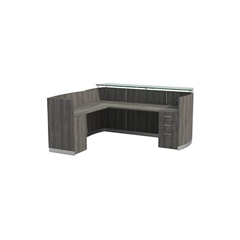 87-1/4" Reception Station with Return and (1) Box/Box/File and (1) File/File Pedestals, Gray Steel