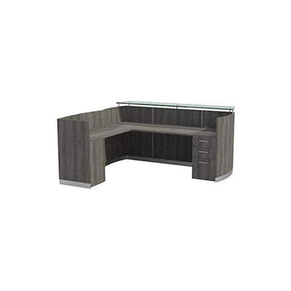 87-1/4" Reception Station with Return and (1) Box/Box/File and (1) File/File Pedestals, Gray Steel
