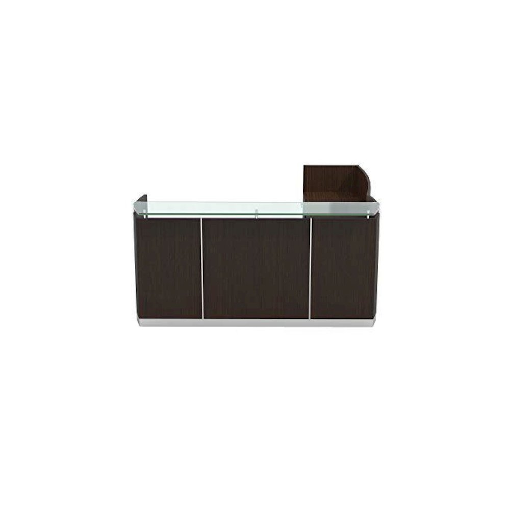 87-1/4" Reception Station with Return and (1) Box/Box/File and (1) File/File Pedestals, Mocha