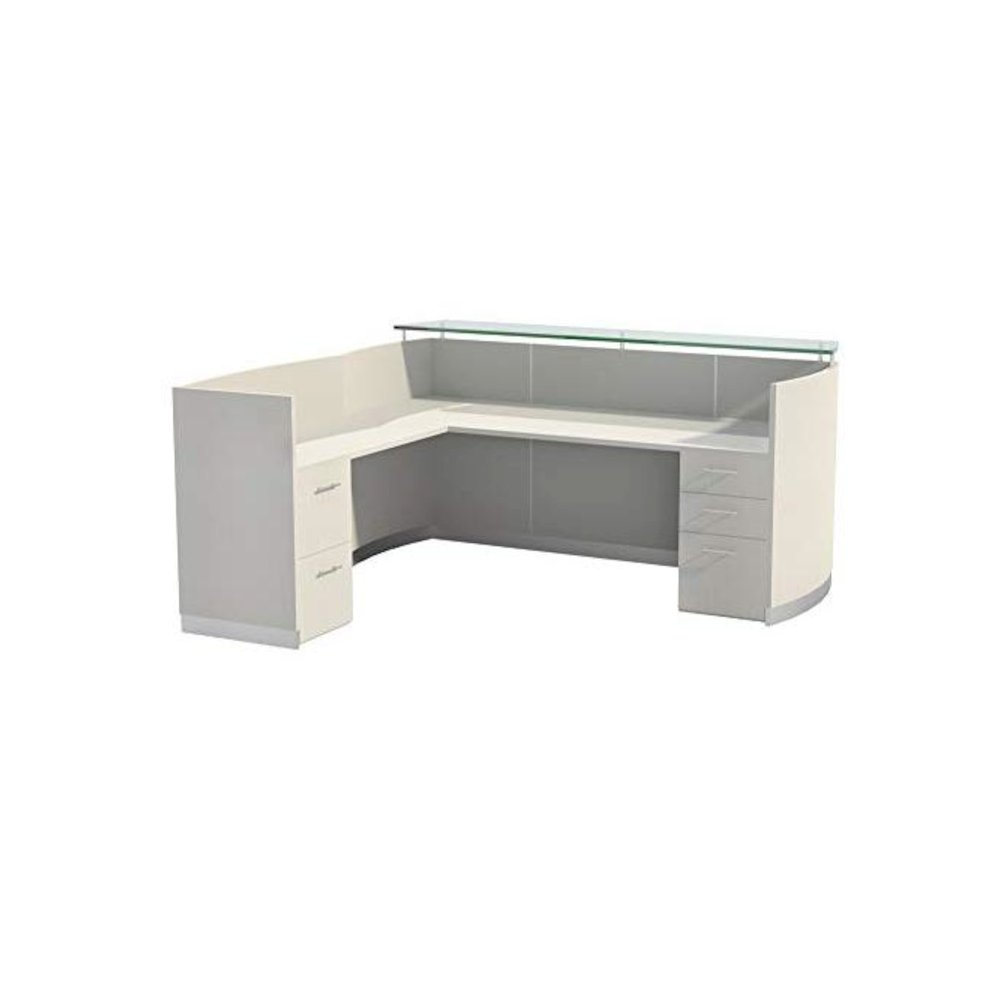 87-1/4" Reception Station with Return and (1) Box/Box/File and (1) File/File Pedestals, Textured Sea Salt