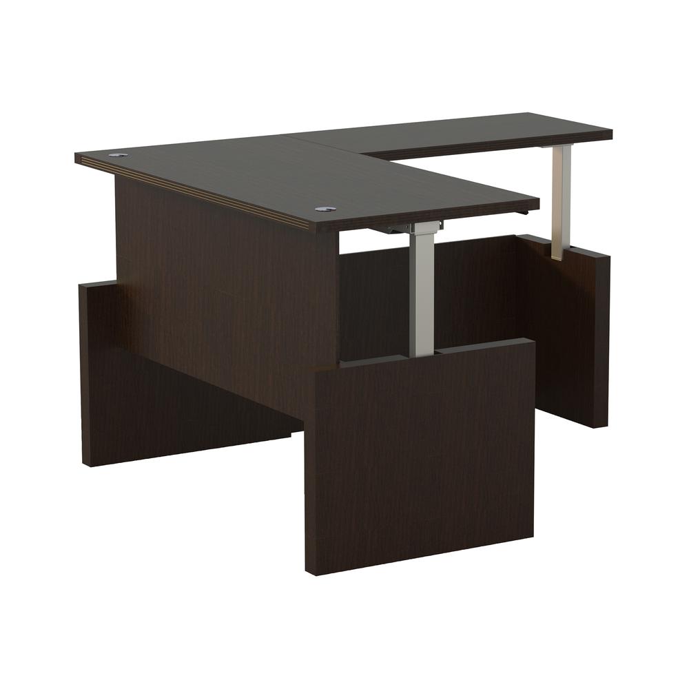 Aberdeen® Height-Adjustable Desk, Straight Front with Return, 72" W - Mocha