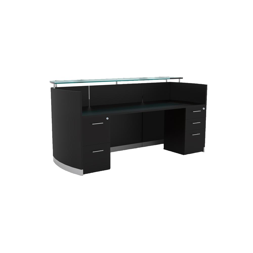 87-1/4" Reception Station with (1) Box/Box/File and (1) File/File Pedestal, Mocha