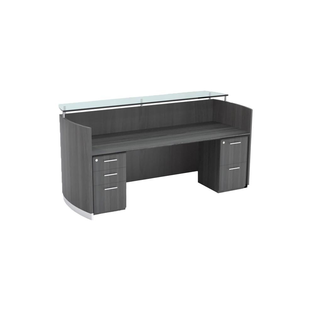 87-1/4" Reception Station with (1) Box/Box/File and (1) File/File Pedestal, Gray Steel