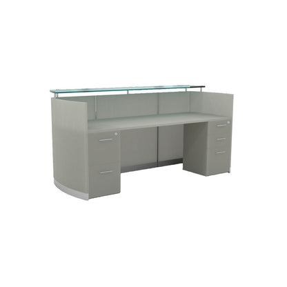 87-1/4" Reception Station with (1) Box/Box/File and (1) File/File Pedestal, Textured Sea Salt