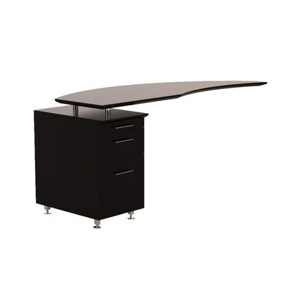 Curved Desk Return With Pencil-Box-File Pedestal (Left), Mocha
