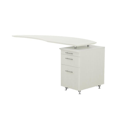 Curved Desk Return With Pencil-Box-File Pedestal (Right), Textured Sea Salt