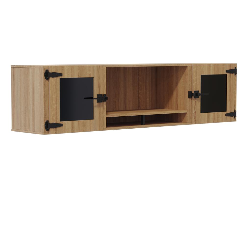 Mirella™ 72” Wall-Mounted Hutch with Glass Doors - SandDune