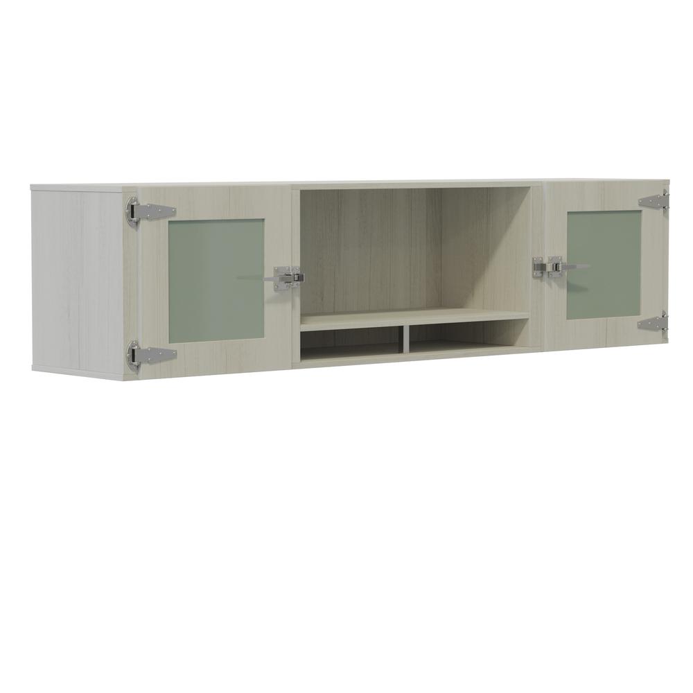 Mirella™ 72” Wall-Mounted Hutch with Glass Doors - WhiteAsh