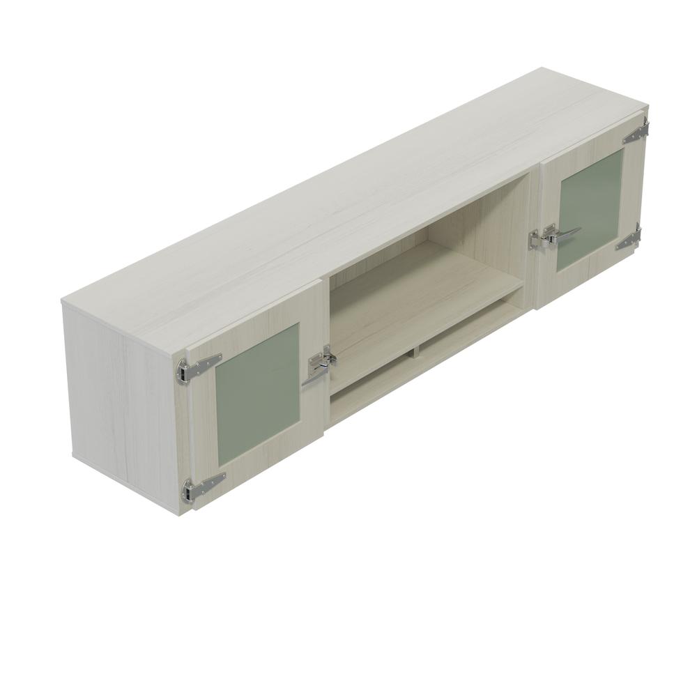 Mirella™ 72” Wall-Mounted Hutch with Glass Doors - WhiteAsh