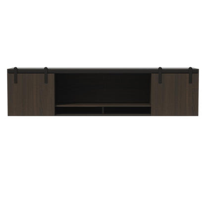 Mirella™ 72” Wall-Mounted Hutch with Sliding Wood Doors - SouthernTobacco