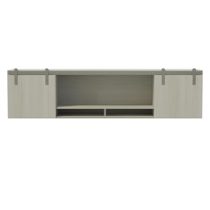 Mirella™ 72” Wall-Mounted Hutch with Sliding Wood Doors - WhiteAsh
