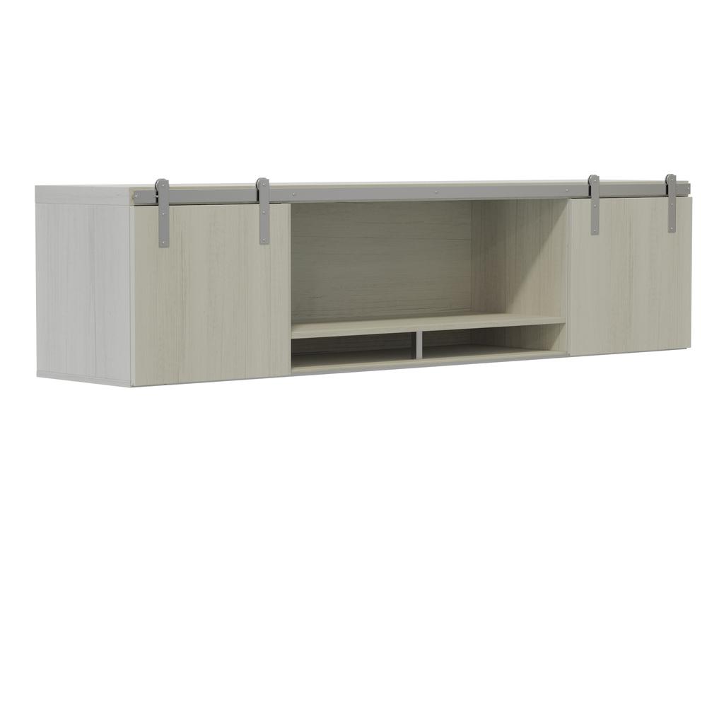Mirella™ 72” Wall-Mounted Hutch with Sliding Wood Doors - WhiteAsh