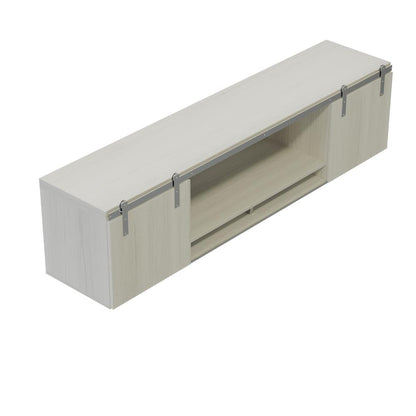 Mirella™ 72” Wall-Mounted Hutch with Sliding Wood Doors - WhiteAsh