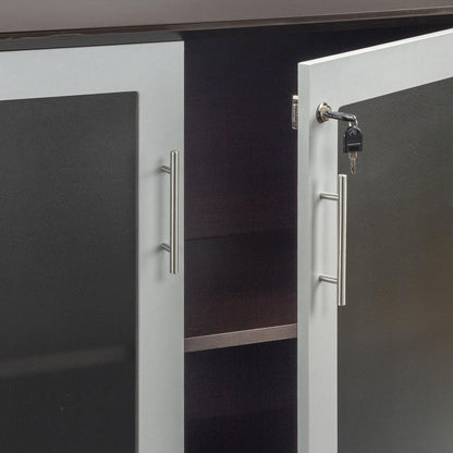 Low Wall Cabinet with Doors (Wood/Glass Door Combination), Mocha