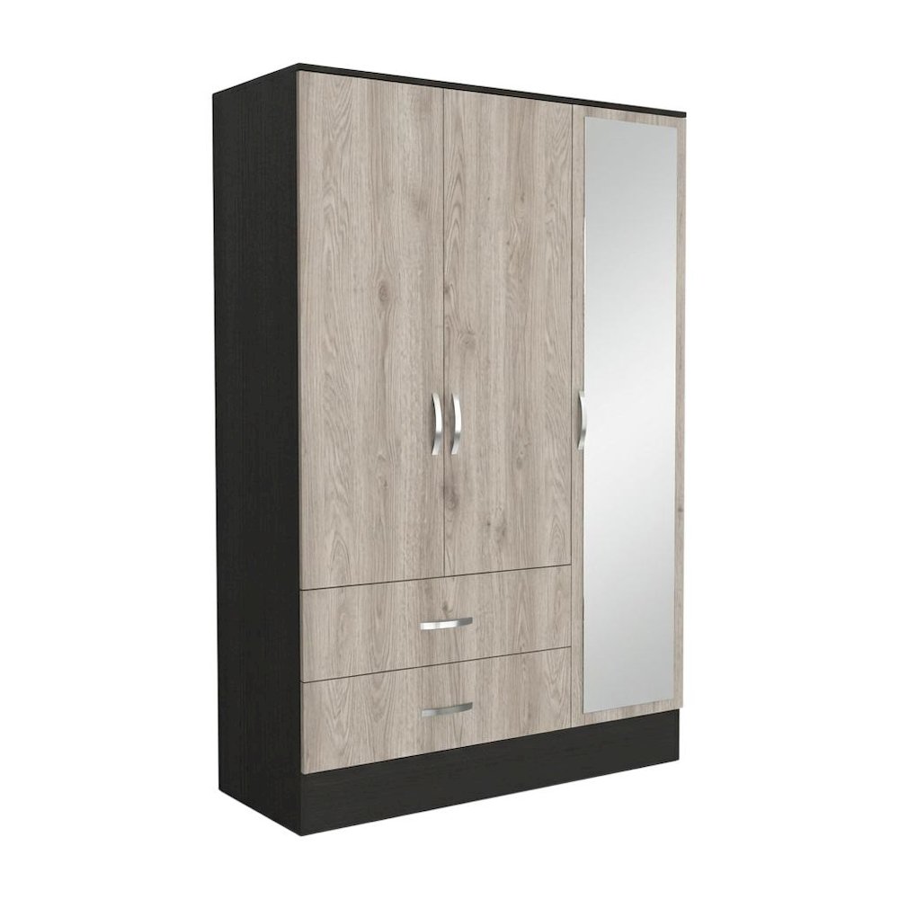 Bolton 120 Mirrored Armoire Black / Light Gray MDF