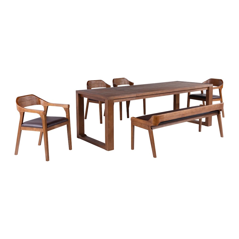 Rasmus 6pc Dining Set - Chestnut Wire-Brush Finish