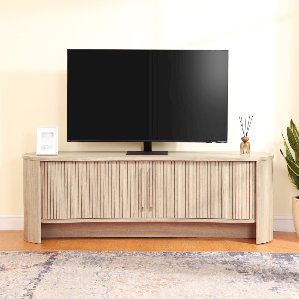 Sicilia Tambour TV Stand - Light Oak