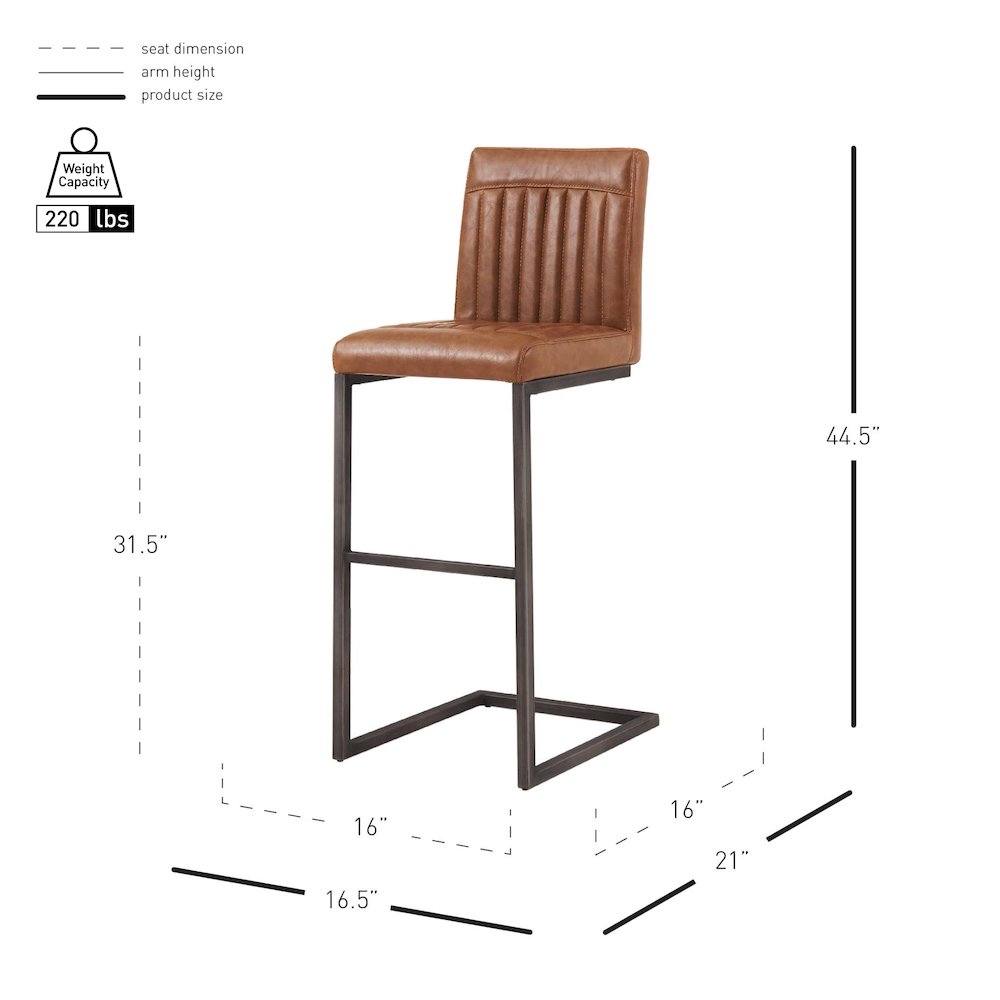 Ronan Faux Leather Bar Stool, (Set of 2)