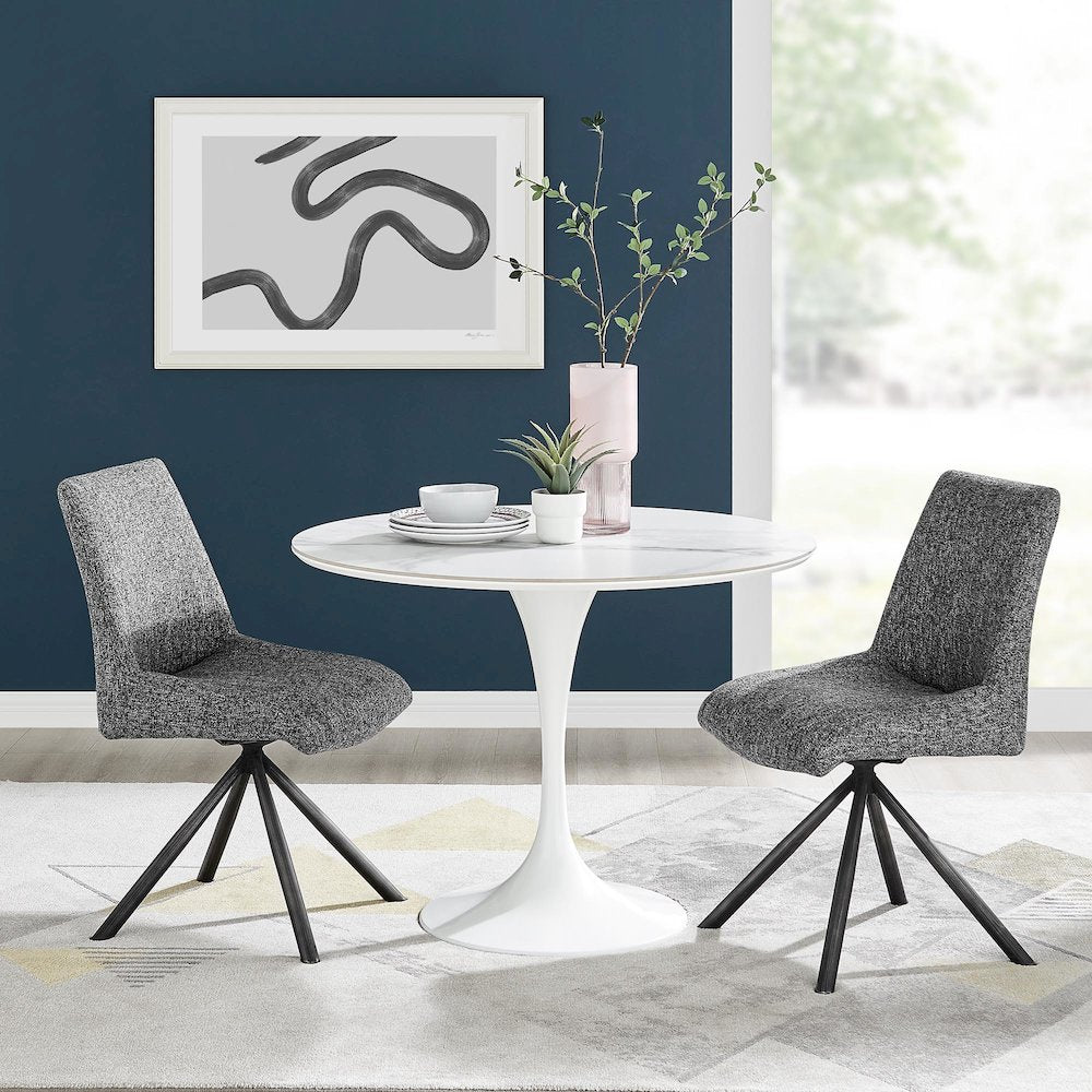 Viona Chenille Swivel Dining Side Chair (Seat), (Set of 2)