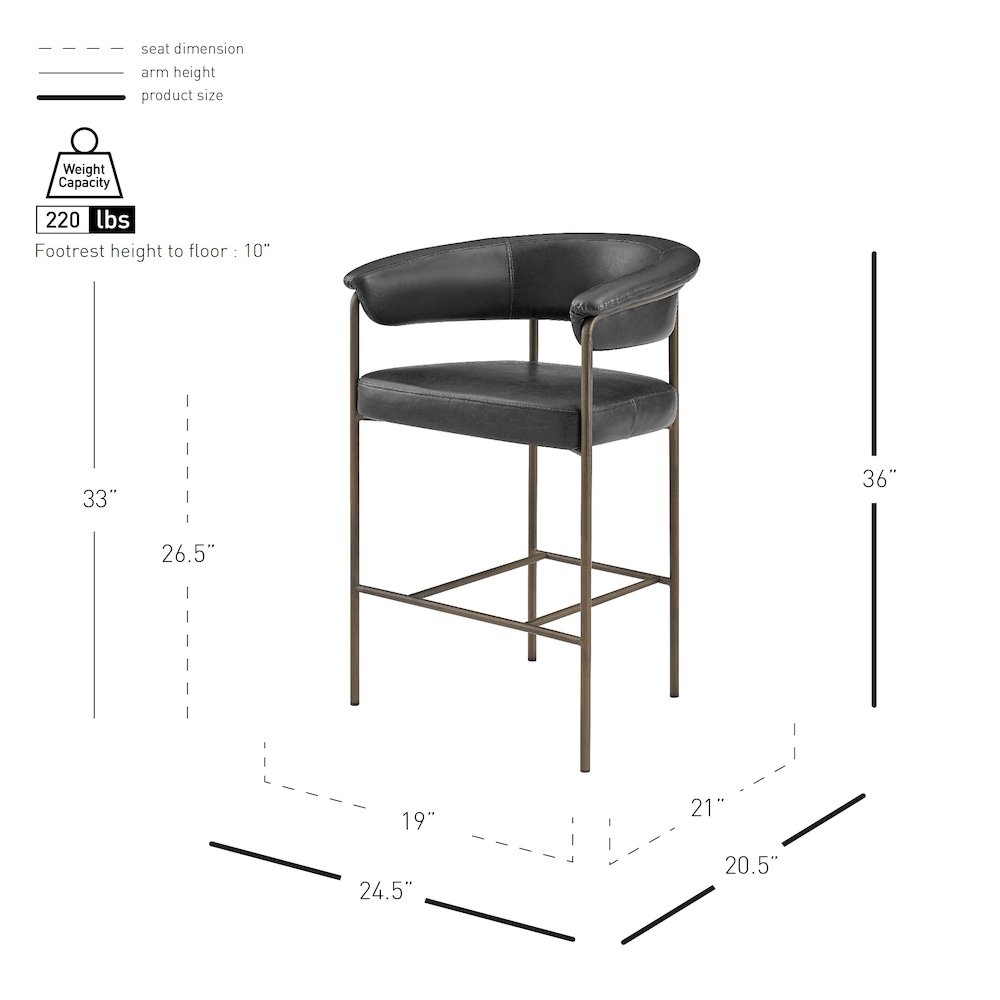 Kaiden Faux Leather Counter Stool, (Set of 2)