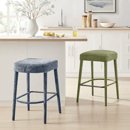 Rylee Chenille Backless Counter Stool, (Set of 2)