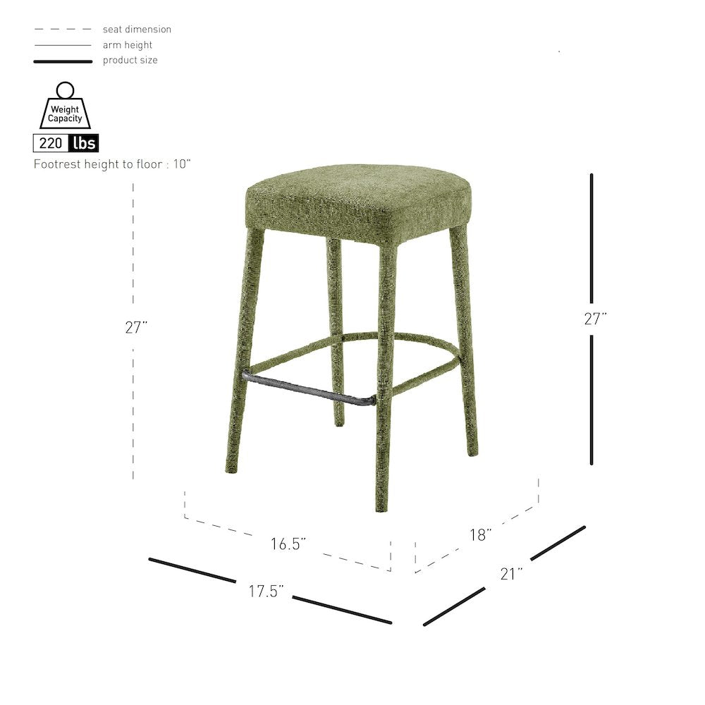 Rylee Chenille Backless Counter Stool, (Set of 2)