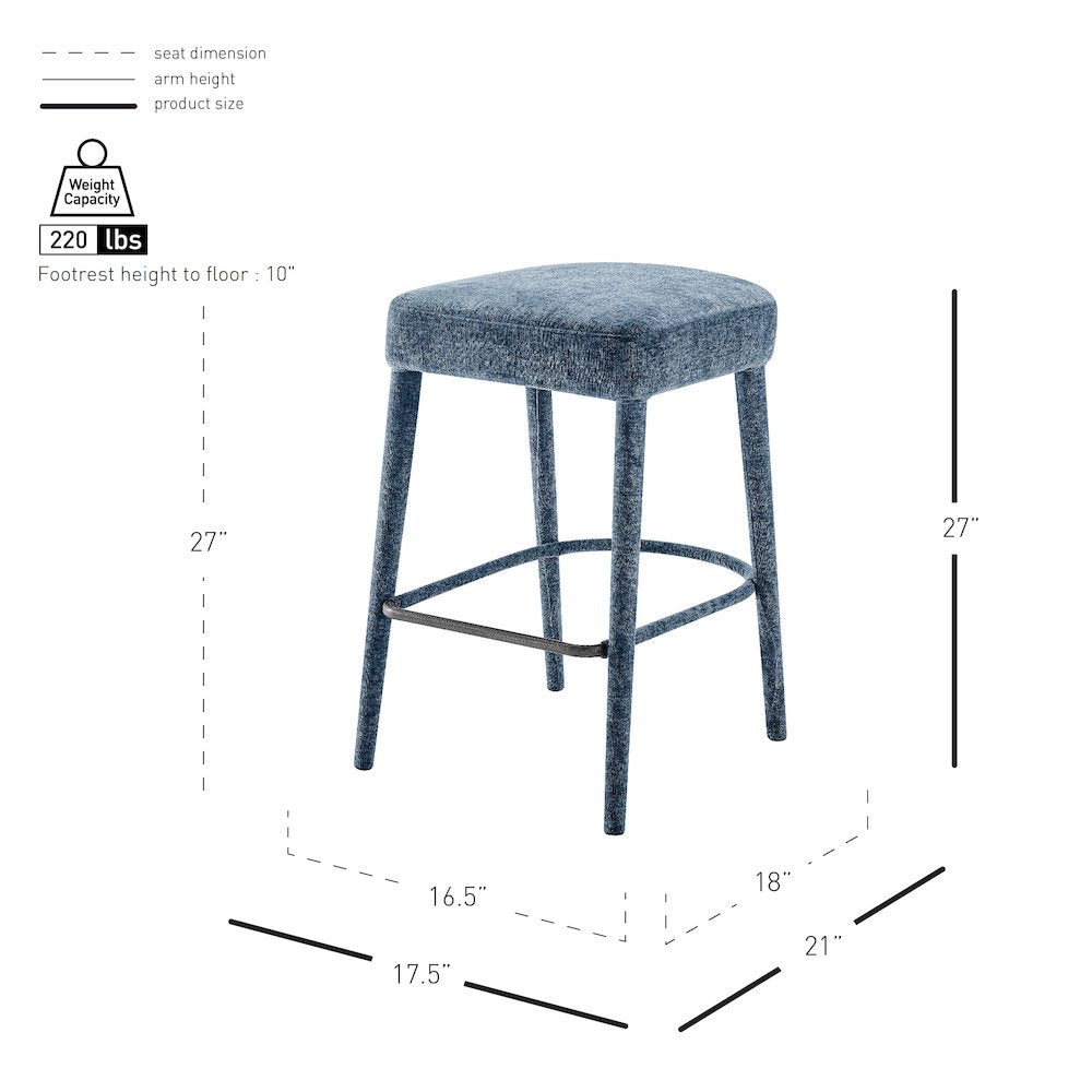 Rylee Chenille Backless Counter Stool, (Set of 2)