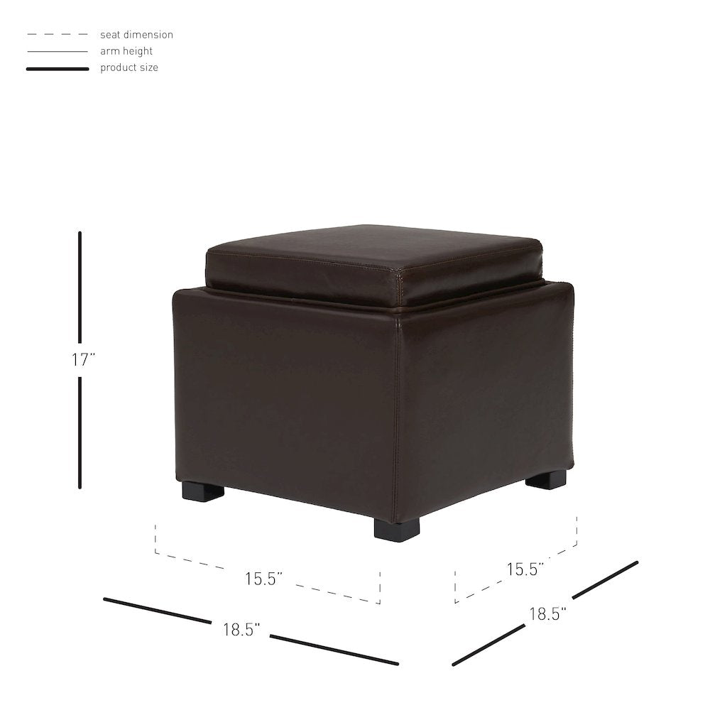Cameron Leather Square Storage Ottoman
